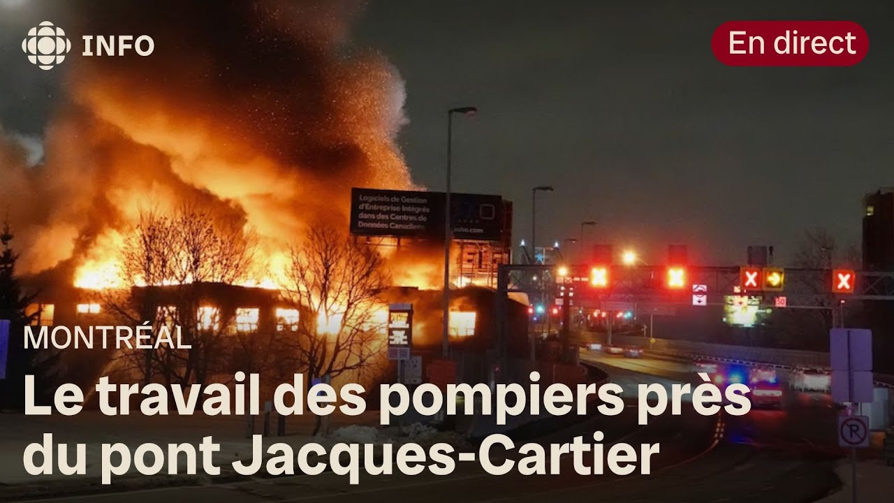 Un incendie &agrave; Montr&eacute;al force la fermeture du pont Jacques-Cartier : les images en direct du feu