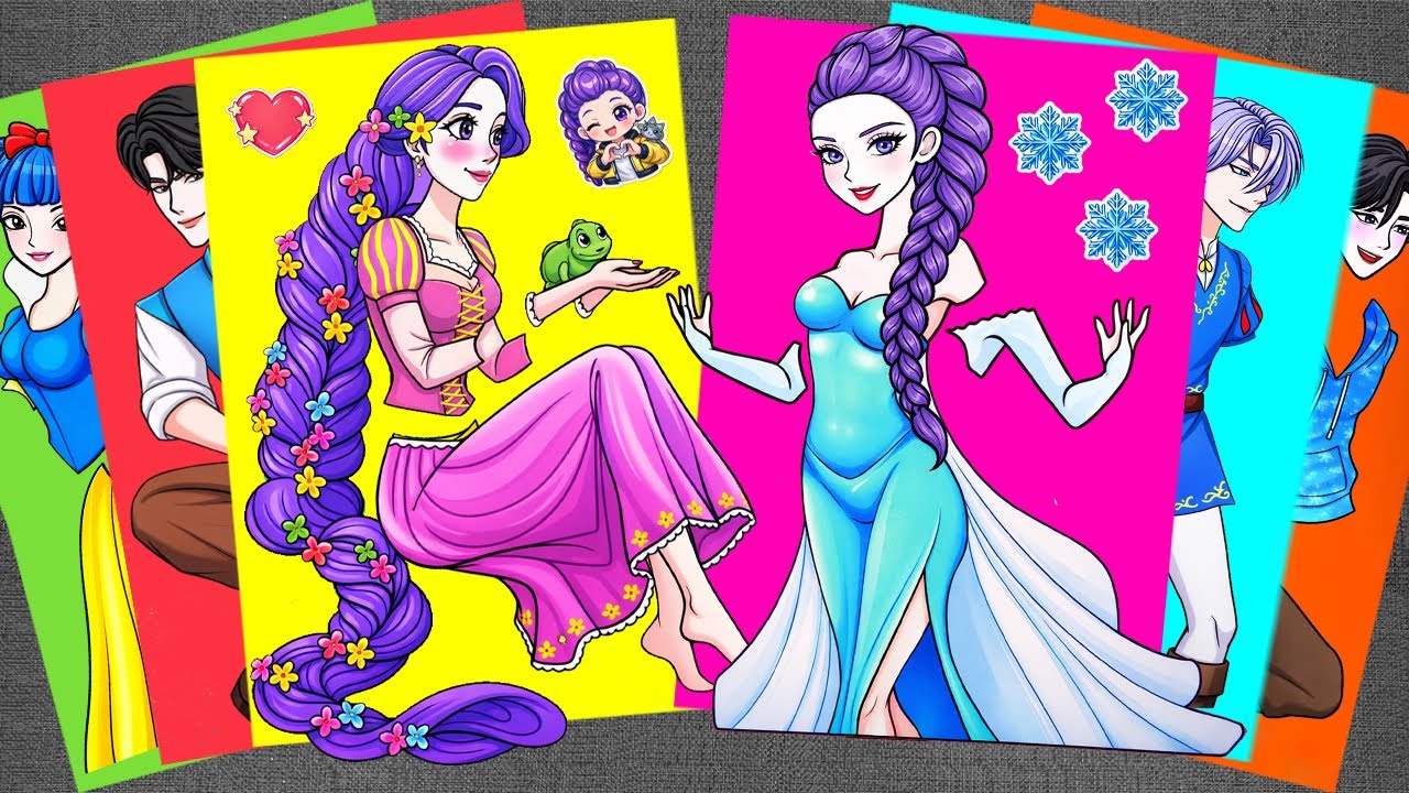 [❄️paper diy❄️] Disney Princess Rapunzel and Elsa with KPOP Demon Hunters Stickers | Satisfying ASMR