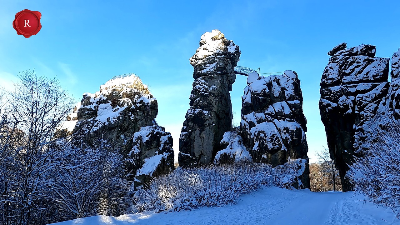 Externsteine, Felsen 2026. Felsformation in NRW. Ausflugsziel mit Infos & Tipps. Fürstin Pauline. 4K