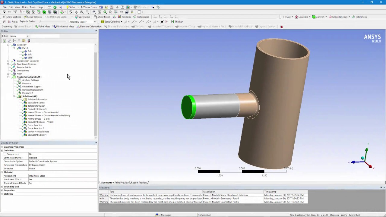 How to Place an End Cap Pressure on a Pipe or Nozzle in ANSYS Workbench Mechanical