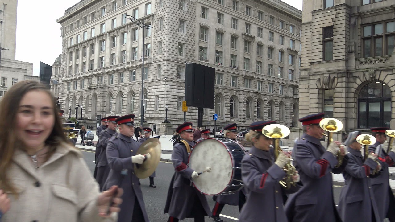 The Duke of Lancaster Regiment parade through Liverpool to Mark Armistice Day 2021