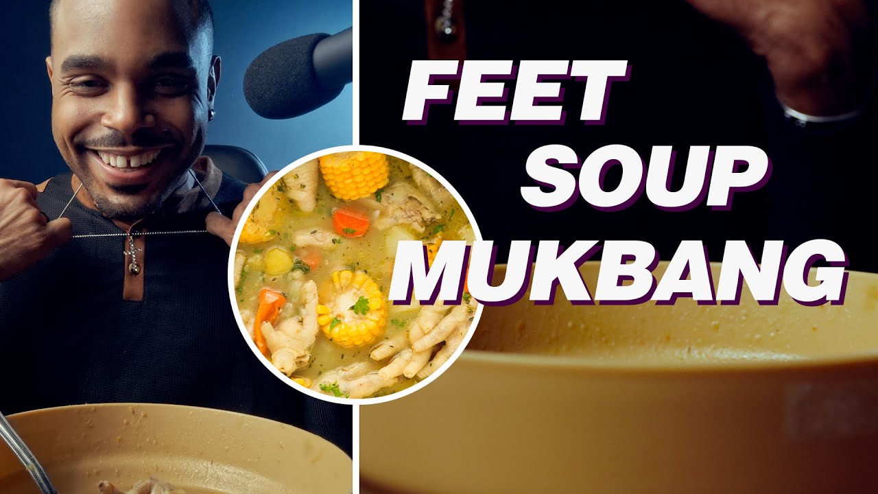 🍲✨ ASMR & Mukbang Cozy Night | Pig and Chicken Feet Soup | Hurricane Beryl 🌧️
