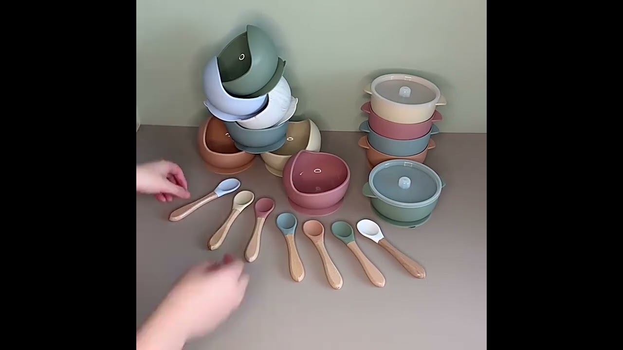 silicone baby bowl with lid，snail bowl