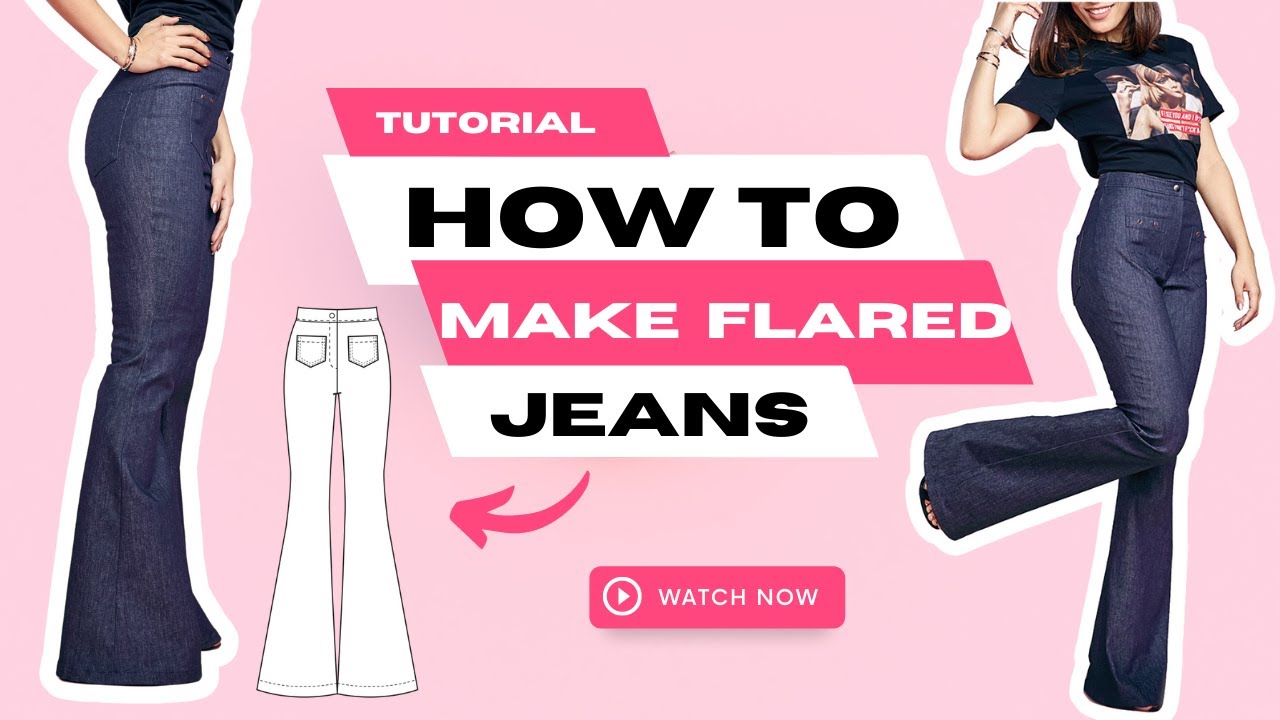 DIY ALESIA High-Rise Flare Jeans Pants Sewing Tutorial + Pattern Download