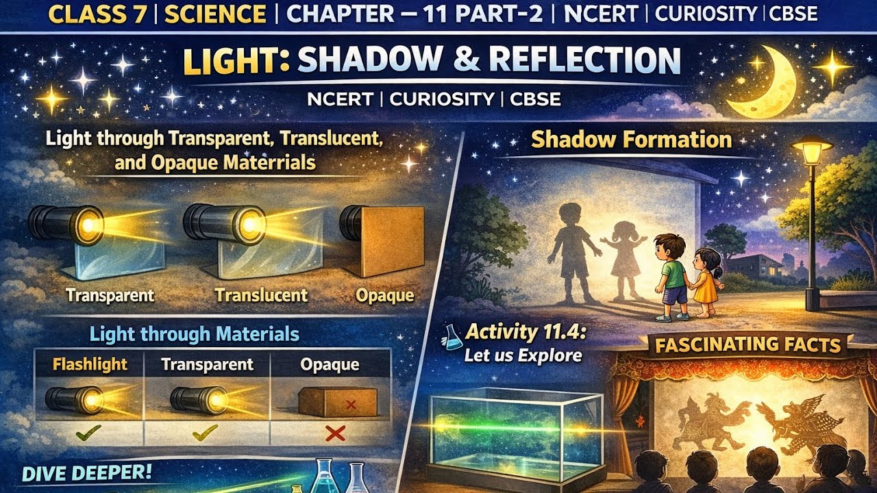 CLASS 7 | SCIENCE| CHAPTER -11 PART-2 | LIGHT SHADOW & REFLECTION| NCERT| CBSE | KV| NEP 2020