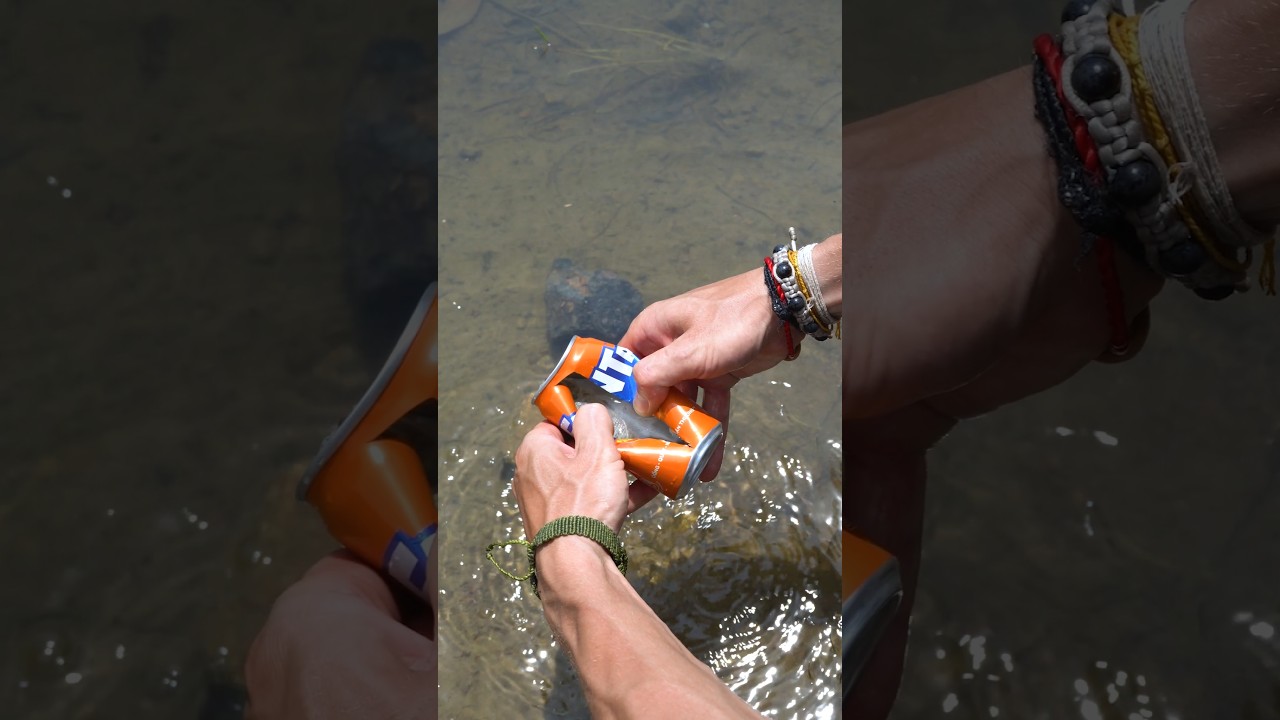 fishing with a can of lemonade🐟 #camping #survival #bushcraft #outdoors #forest #outdoors #lifehacks