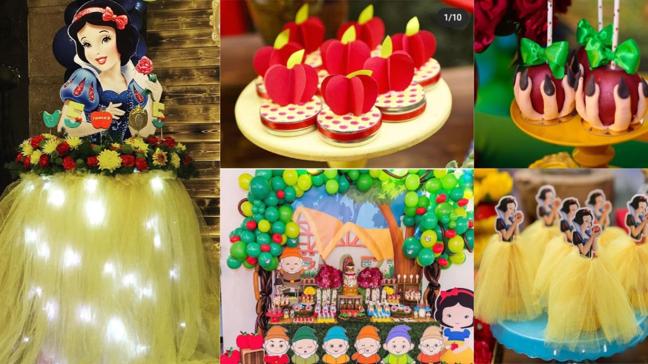 50+ Snow White theme Birthday Party decoration Ideas at home for kids