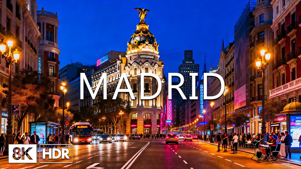 Madrid 2026 8K 🇪🇸 Grand Royal Palace, Dazzling Gran Vía Lights & Plaza Mayor Atmosphere