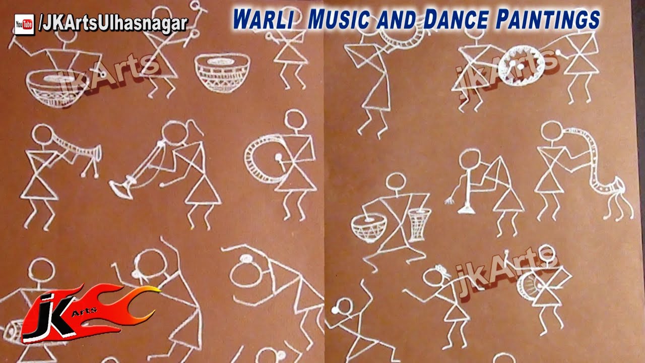 Warli Art Session #10 Warli Musician and music Instrument  | JK Arts Classes 557