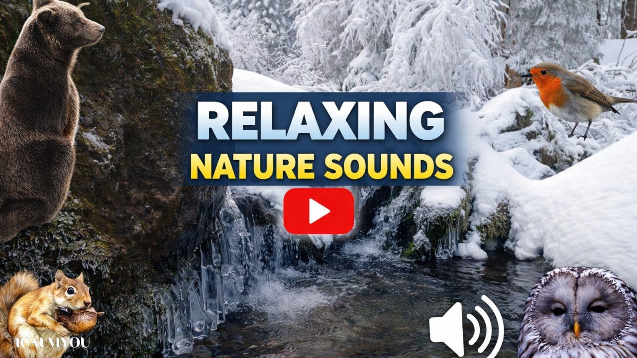 Winter Forest River Ambience - Snowy Alps with Sunlit Mist & Birdsong | Relaxing Nature Sounds 4K