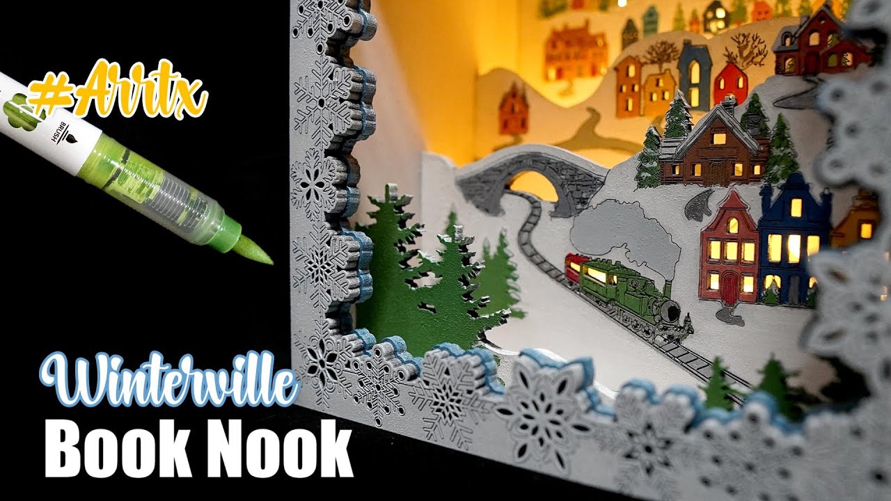 Using Arrtx Acrylic Markers on a Winter Village Book Nook