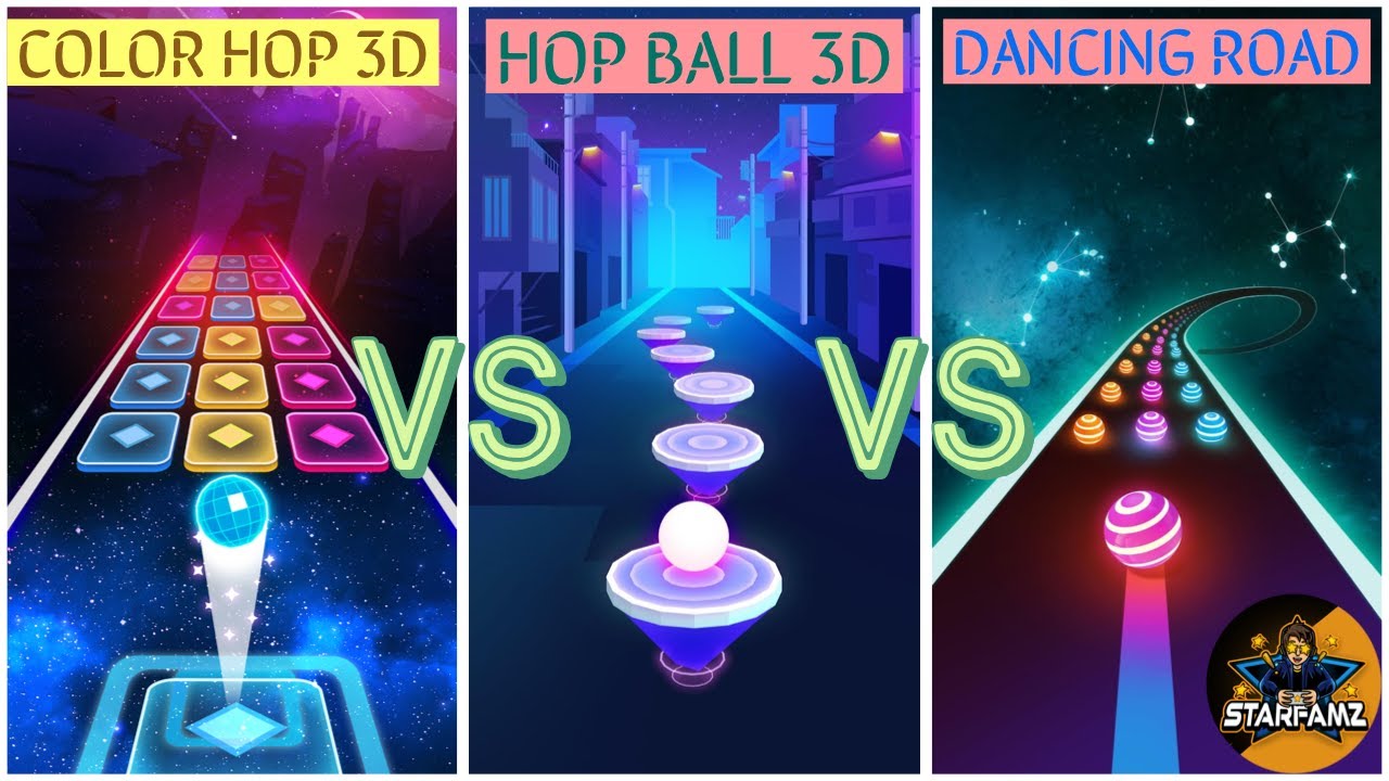 Color hop 3d vs hop ball 3d vs Dancing Road