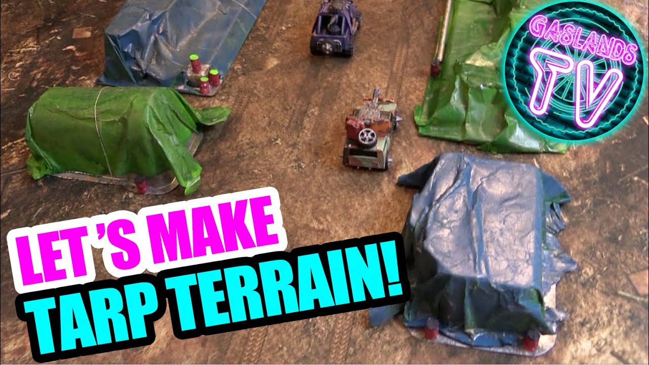 Gaslands Miniature Terrain - Industrial Tarps with Oil Barrels