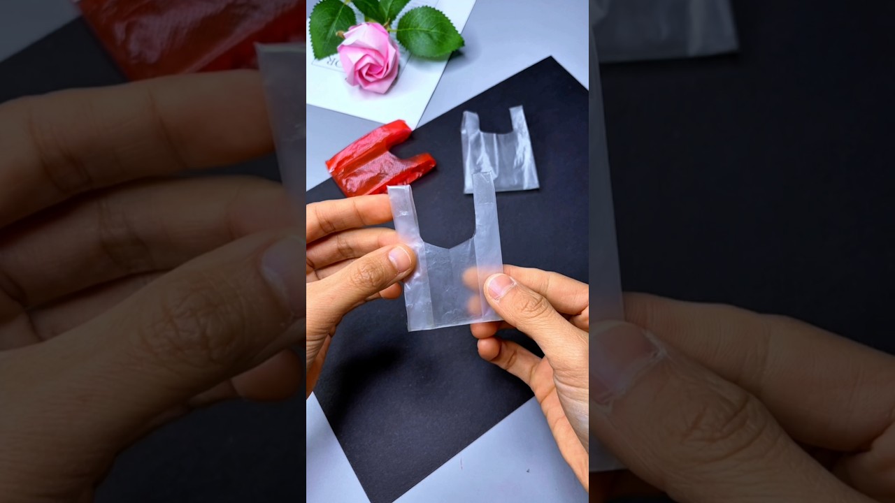 DIY Mini Plastic Bags 🛍️✨ Made from Plastic Bags! #Shorts #RecyclingCrafts #DIYForKids