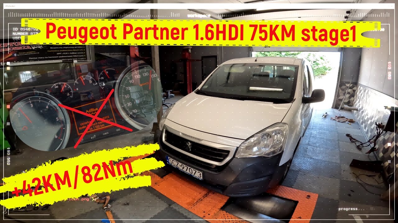 Chiptuning Peugeot Partner 1.6HDI 75KM stage1 // dodatkowo serwis wieczysty adblue