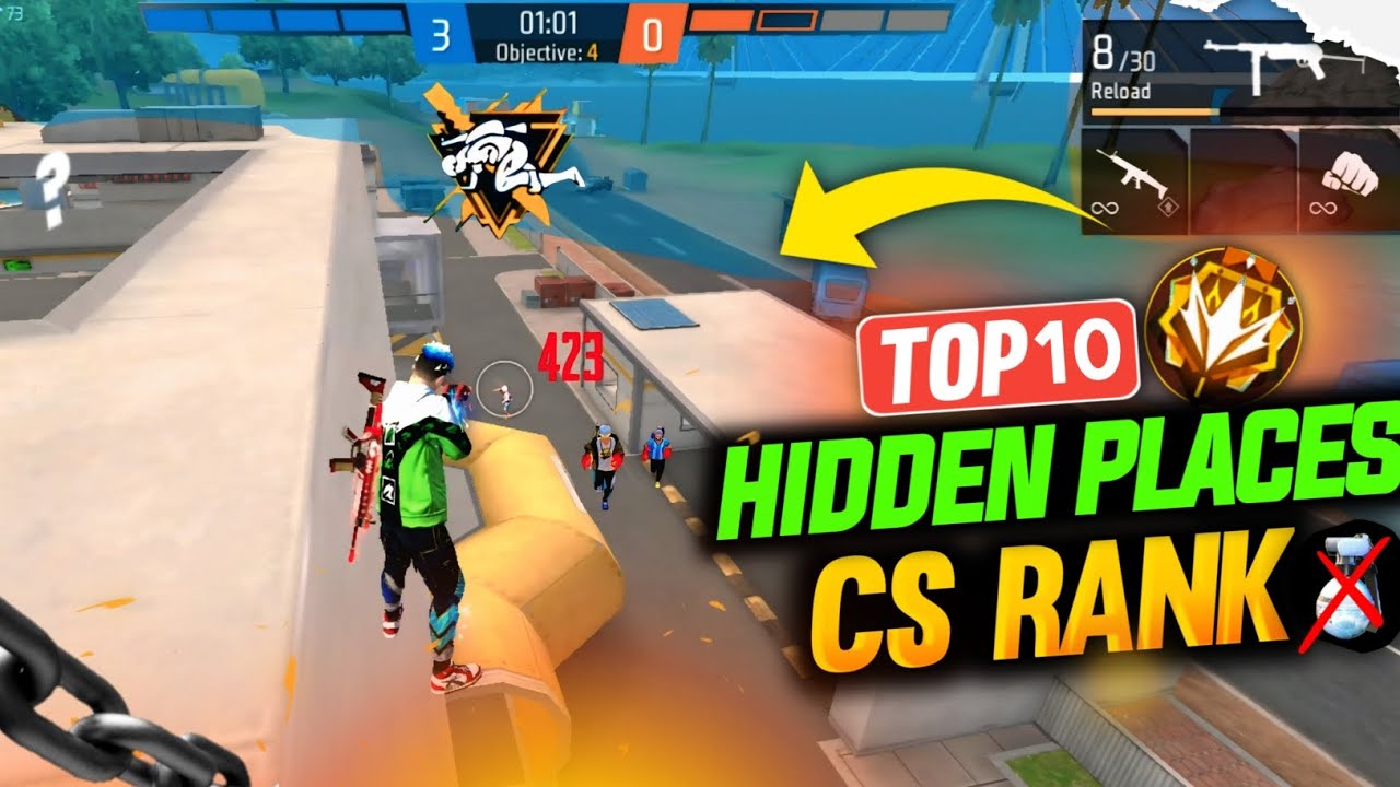 TOP 10 HIDDEN PLACES IN CS RANK SOLARA MAP 😱 | FREE FIRE HIDDEN PLACES AFTER UPDATE 2025 🔥