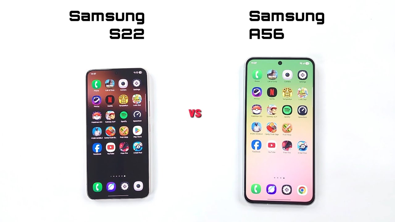 SAMSUNG A56 vs SAMSUNG S22 - Speed Test 