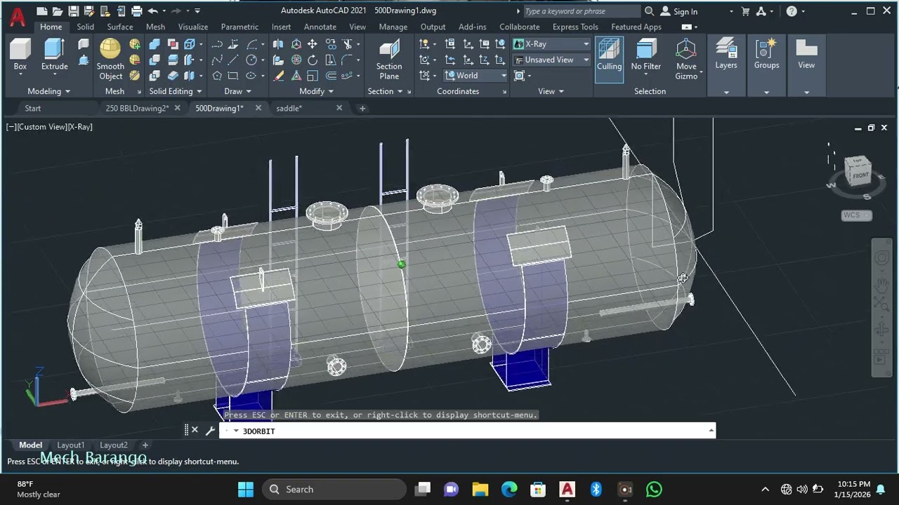 Mechanical Design Engineering 500BBL Horizontal Storage tank 
