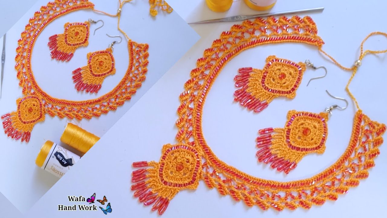 Crochet Ka Beautiful Necklace Banay gold bhool jaay 😍💯👌 Crochet Jewellery |  Qureshia SE haar Banay