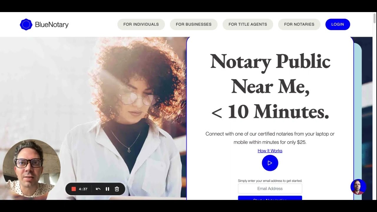Biometric Identity Verification Flow on BlueNotary