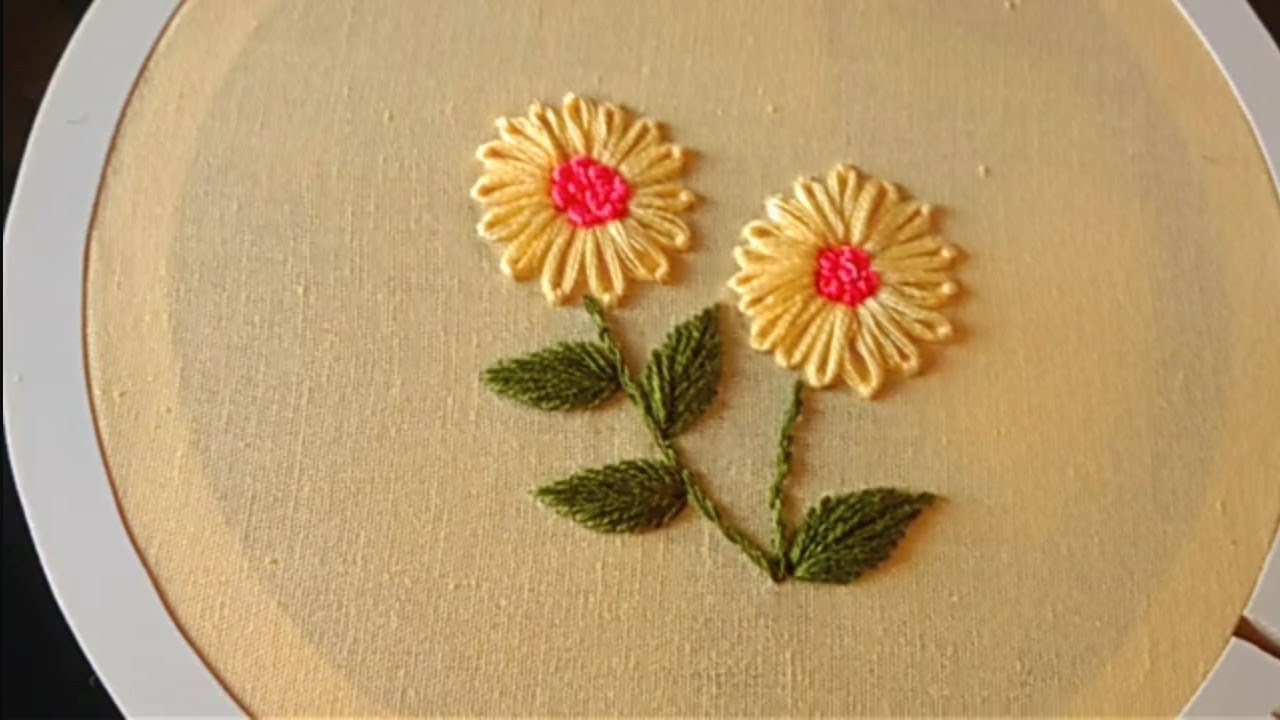 Lazy Daisy Hand embroidery Flower Tutorial for Beginners.......