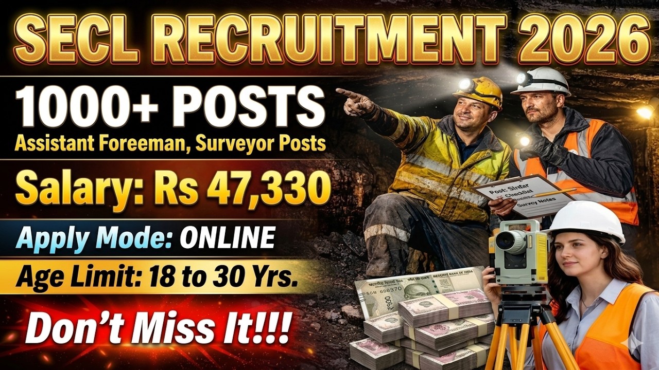 SECL Recruitment 2026 for 1055 Vacancies 😱 Apply Before It Closes!