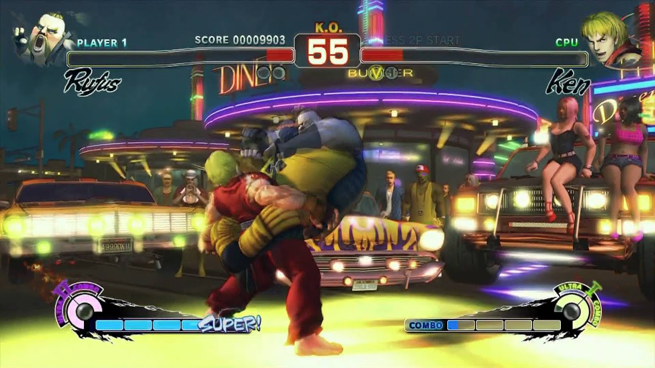 Super Street Fighter IV AE Rufus vs Ken (Rival Battle)
