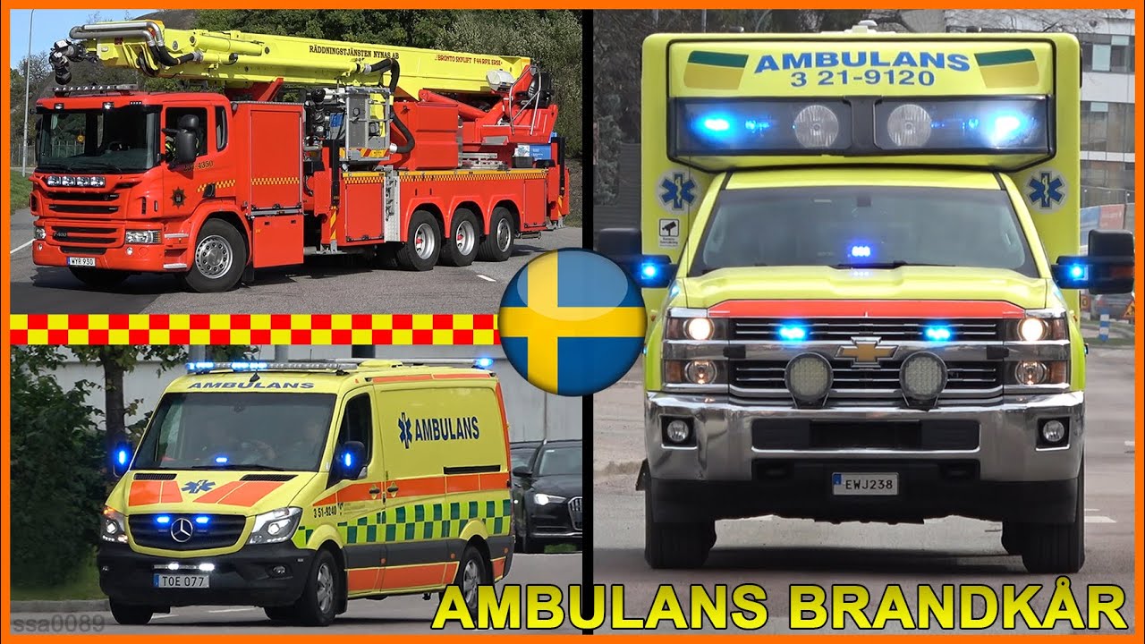 Fire Trucks & Ambulances responding (compilation) SWEDEN