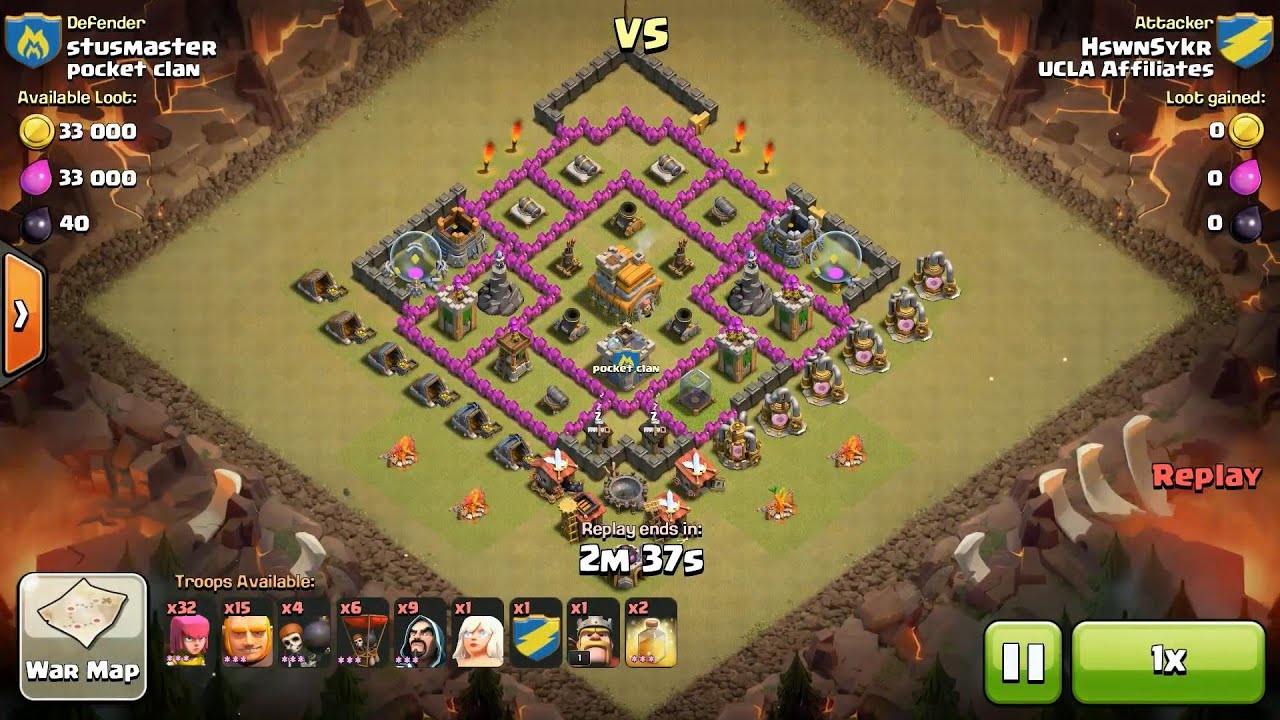 Clash of Clans TH7 vs TH7 Giant, Wizard, Healer & Balloon (GiWiHeLoon) Clan War 3 Star Attack