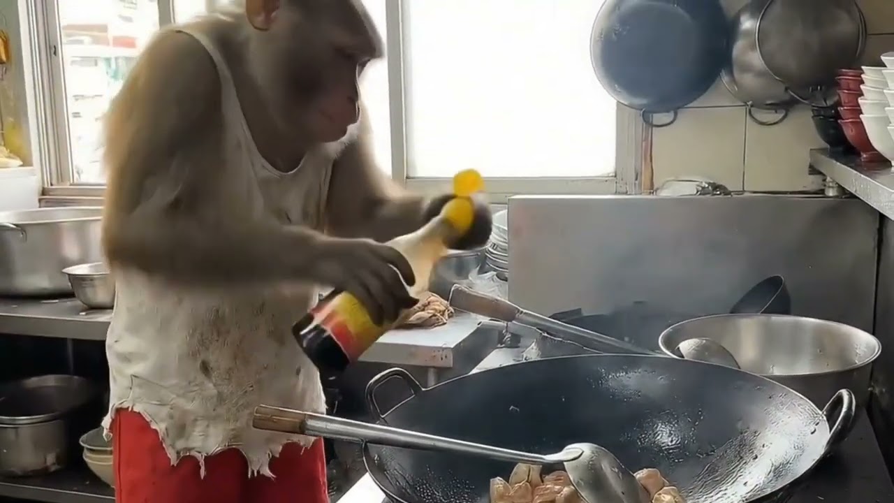 Monkey Chef Cooking Street Food Like a Pro | Funny Animal Cooking Show 