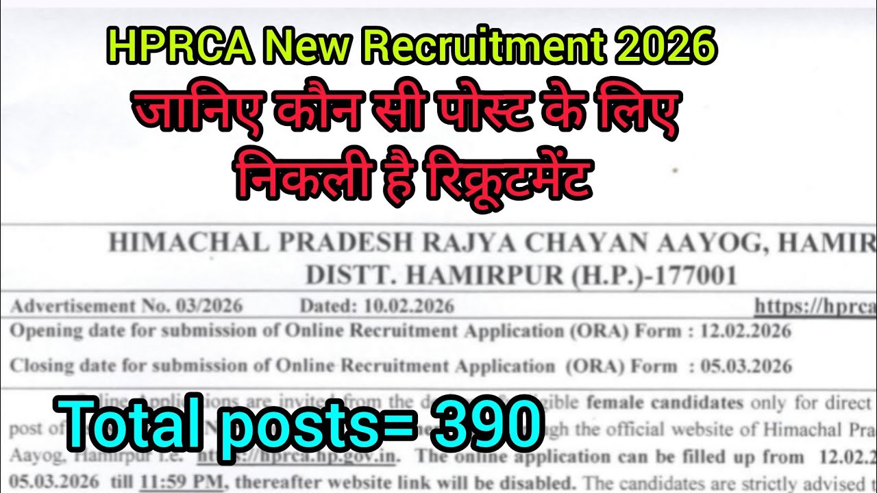 HPRCA New Recruitment 2026