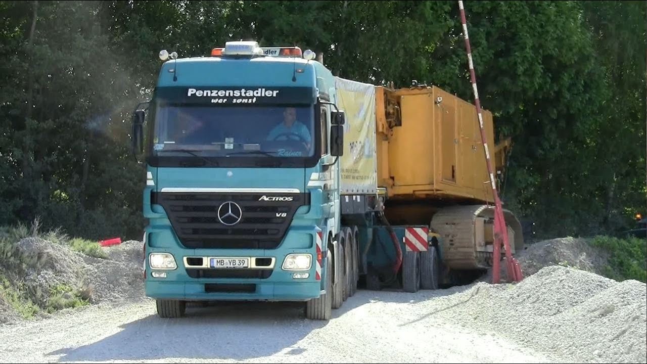 Schwertransport hautnah! Verladung und Transport des Liebherr Seilbaggers durch Fa. Penzenstadler