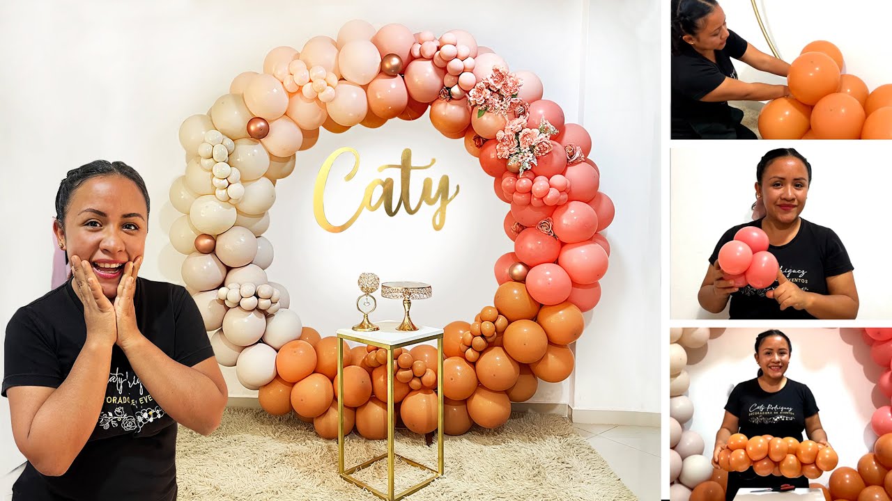 Como hacer un Arco de Globos e instalarlo en un Aro🌸PASO A PASO🌸