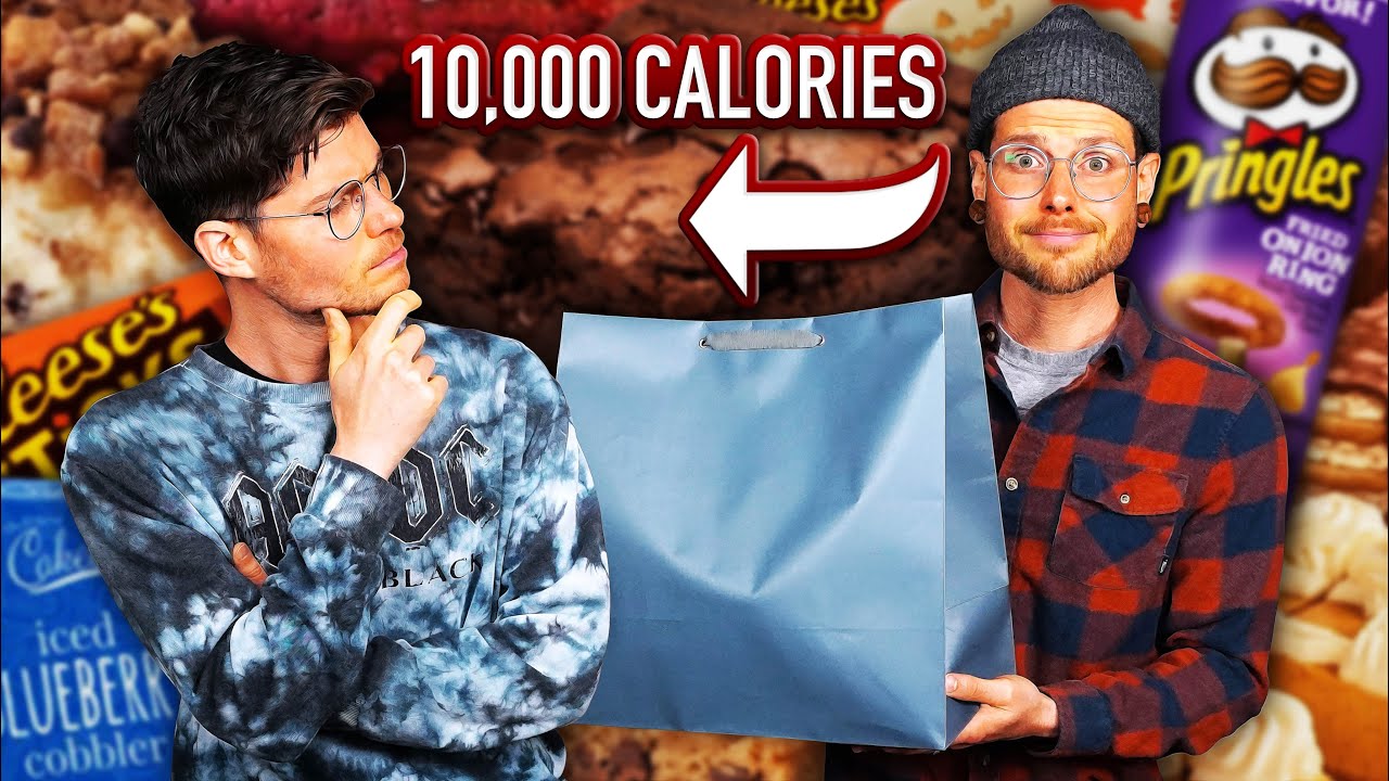 The Mystery 10,000 Calorie Challenge! | Twins vs. FREE Food?!