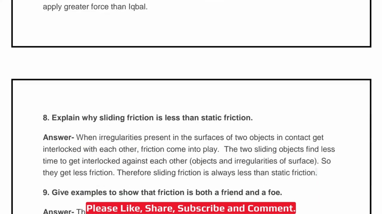 Friction | Class 8 | Science | Physics | NCERT | CBSE | Question & Answers