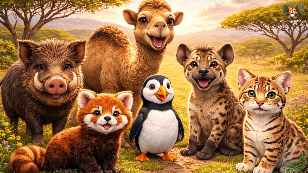 Animal sounds around us: Boar, Camel, Puffin, Hyena, Red panda, Ocelot - Animal videos