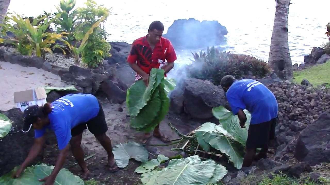 how to put foods in a lovo oven in Fiji