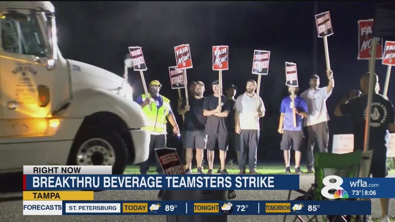 Truck drivers for Breakthru Beverages go on strike