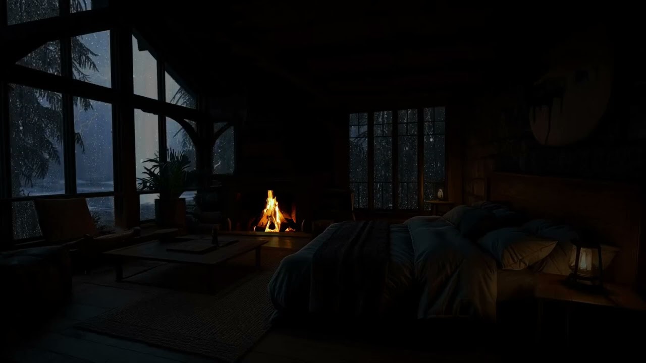 Stormy Ocean Treehouse & Fireplace (No Ads)🌧️Fall Asleep in 5 Minutes | Deep Sleep & Insomnia Relief