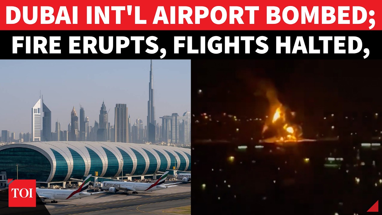 ON CAM: Dubai International Airport Bombed Again; Drone Sparks Fire, Flights Halted | Iran War