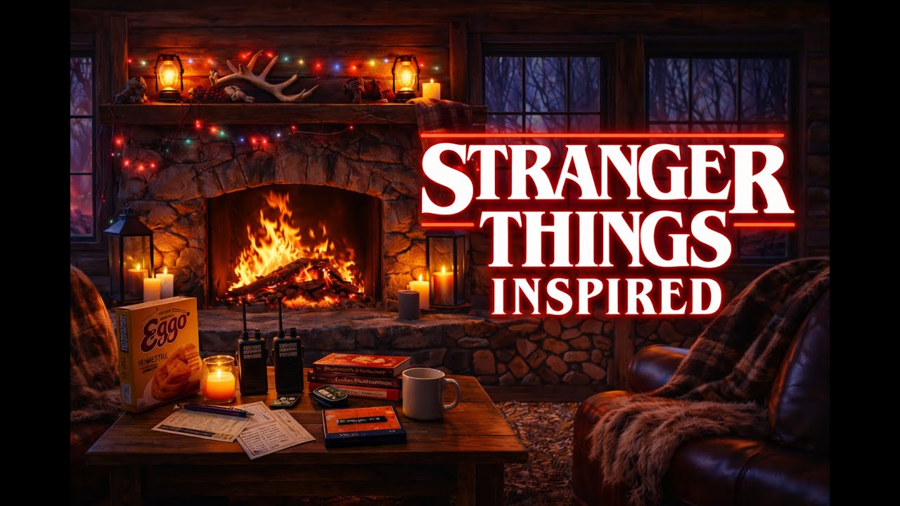 Stranger Things Inspired Cabin 🔥 3 Hour Fireplace Ambience in the Upside Down (No Music)