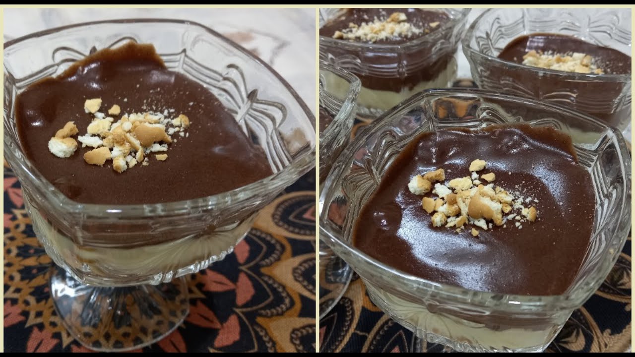 كاسترد بالشوكولاته والبسكويت