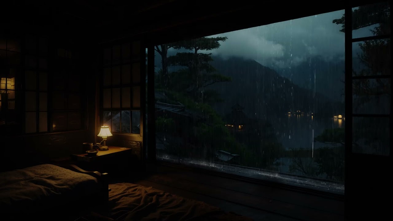 Soothing Rain at Night | Cozy Bedroom Ambience with Soft Lighting