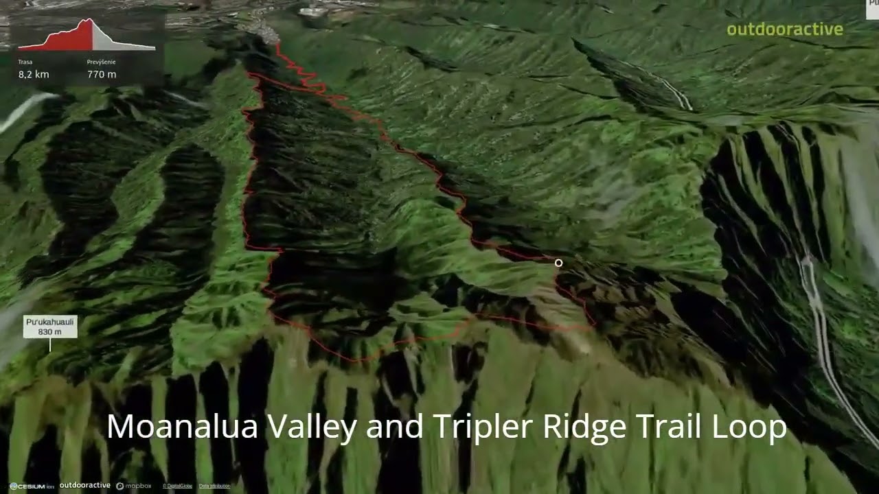 Moanalua Valley and Tripler Ridge Trail Loop ∆ hiking trails ∆ 3d-trail.com/hawaii/