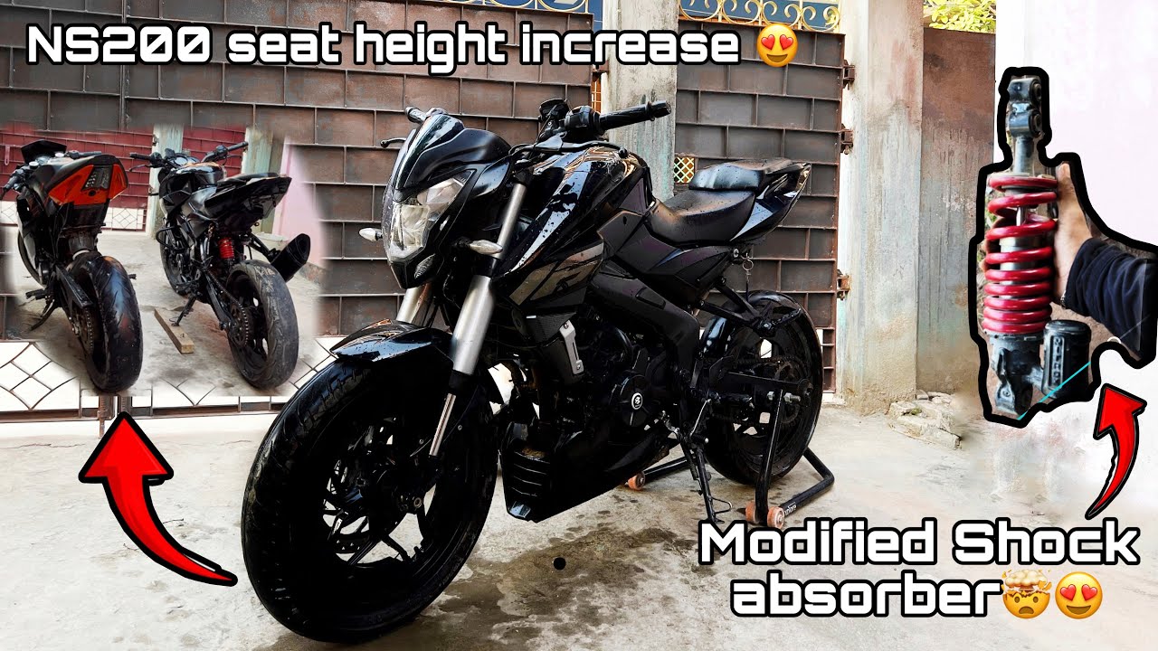 Ns200 seat height increase😍modified suspension , full detailed video.