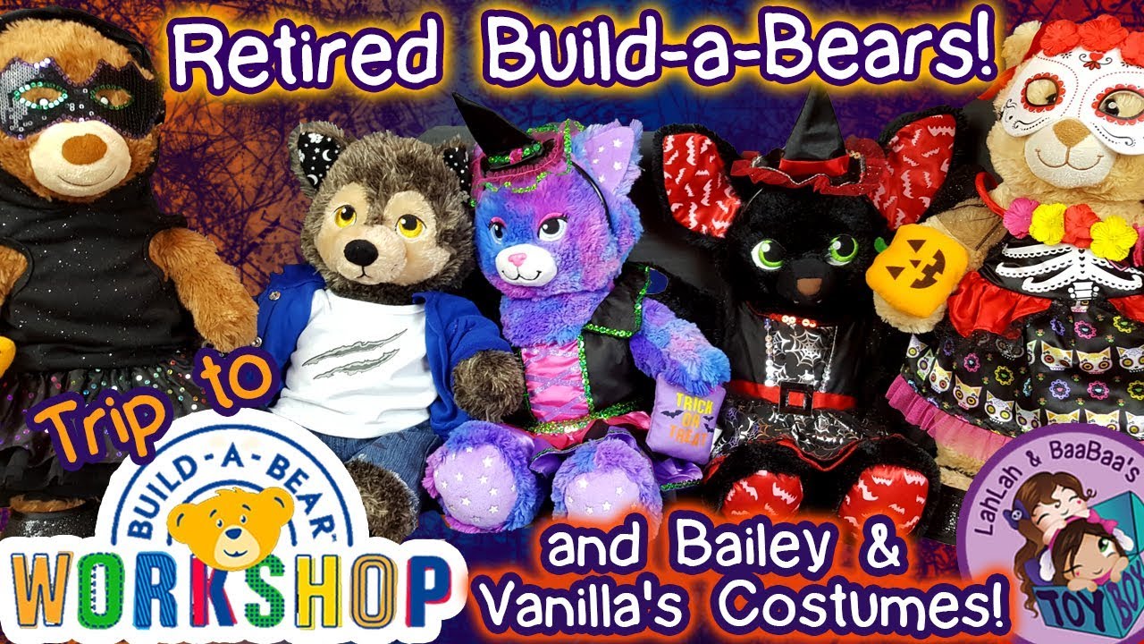 Still Spooky! ~ Retired Halloween Build-A-Bears! Glow-in-the-Dark Wolf, Black Cat