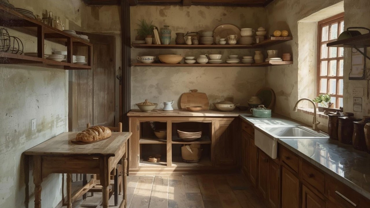Rustic Farmhouse Cottage Kitchen Vintage Painting | Frame TV Art Display | 2-Hour Screensaver