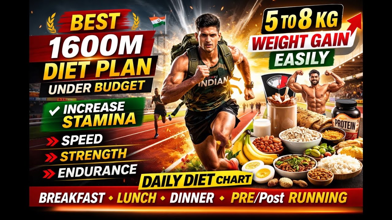 Best 1600m Diet Plan Under Budget | 5–8 Kg Weight Gain + Increase Stamina