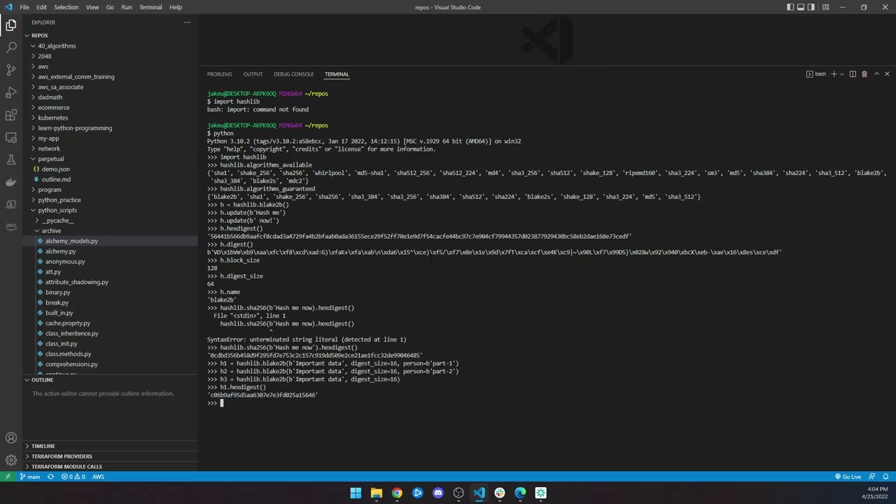 9.2 - Learn Python: Hashlib and Salt