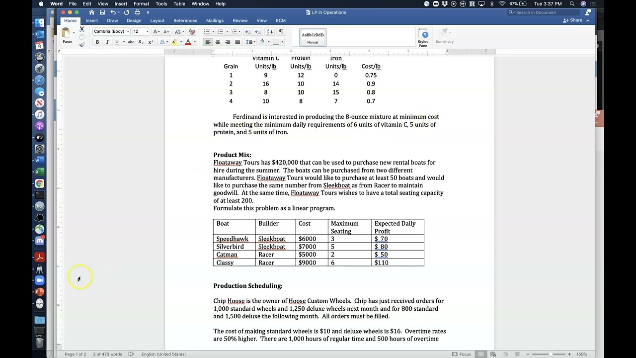 Linear Programming blending